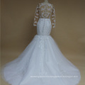 Q029 Luxury Mermaid Wedding Dress Long Sleeve Lace Sexy Applique Wedding Dresses